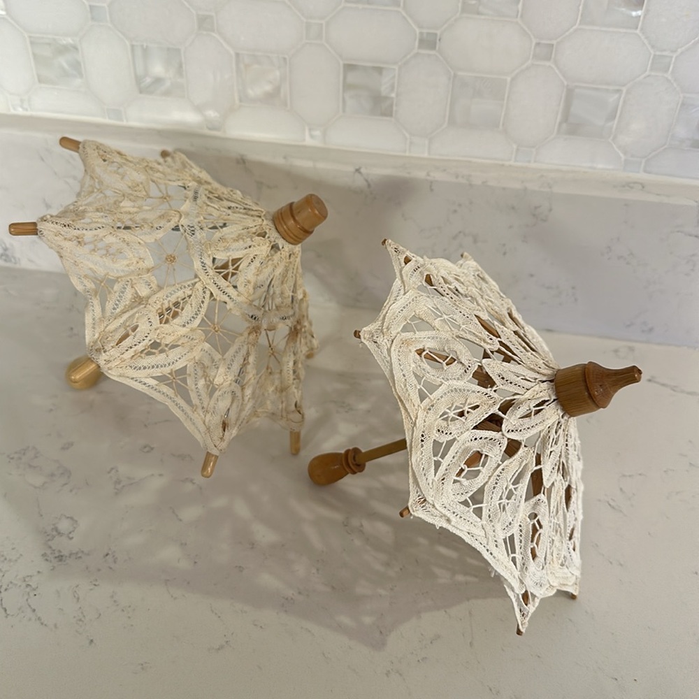Doll Parasol set, Lace Crochet, set of 2